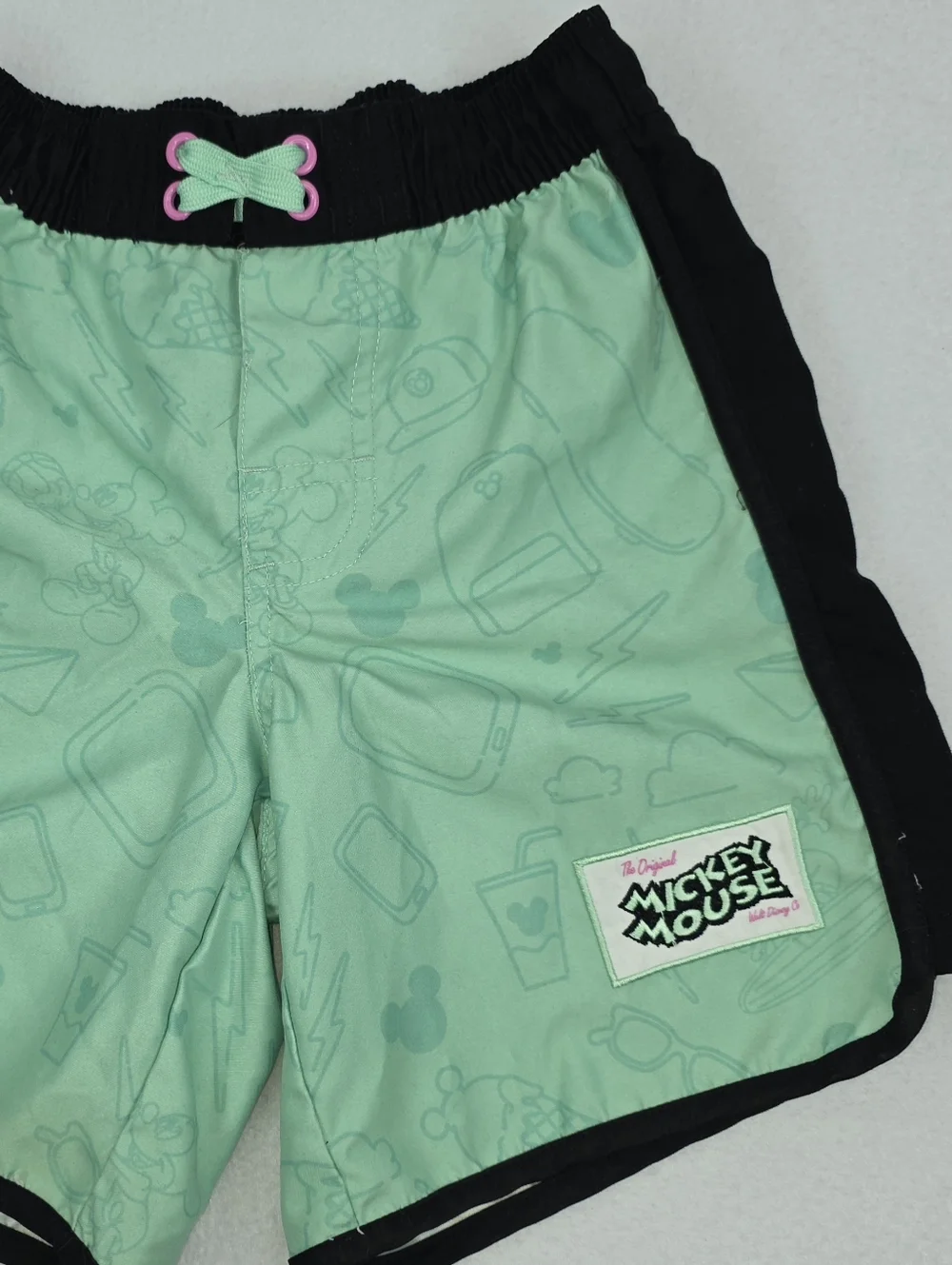 Disney Boy's Mickey Mouse Green Black Kids Swim Shorts Size 5/6 AR-3453
